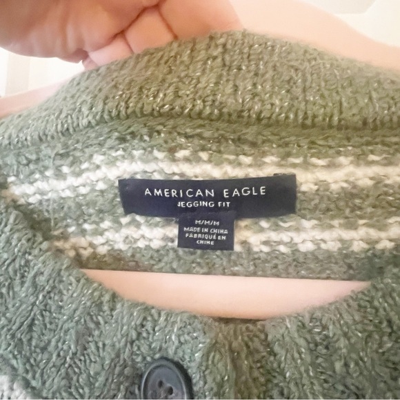 American Eagle Striped Jegging Fit Green Knit Sweater Medium - Picture 6 of 7